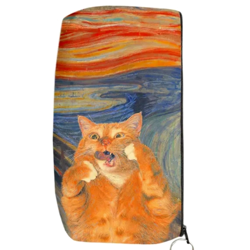 NEW "The Scream" Kitty Cat Cute Coin Purse - Wallet - Make Up Pouch